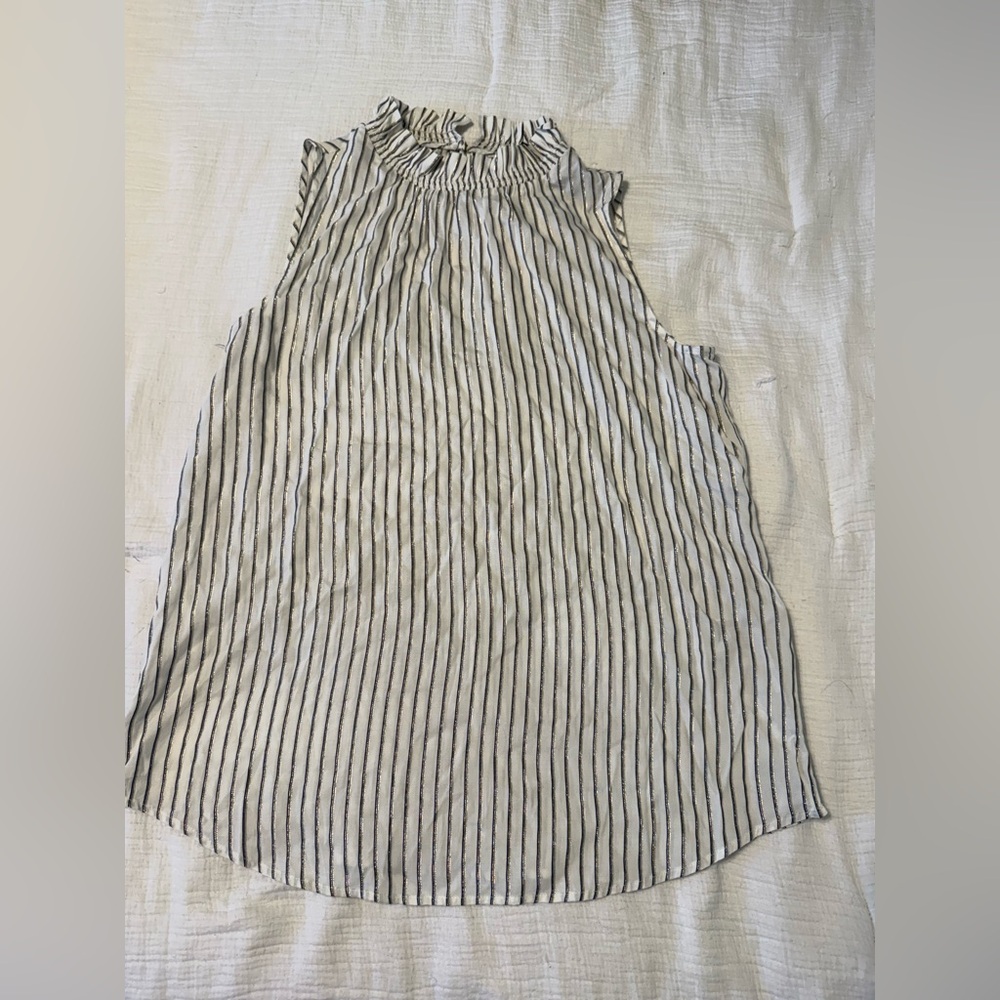 Banana Republic Striped Sleeveless Top - White and Gold - Picture 2 of 5
